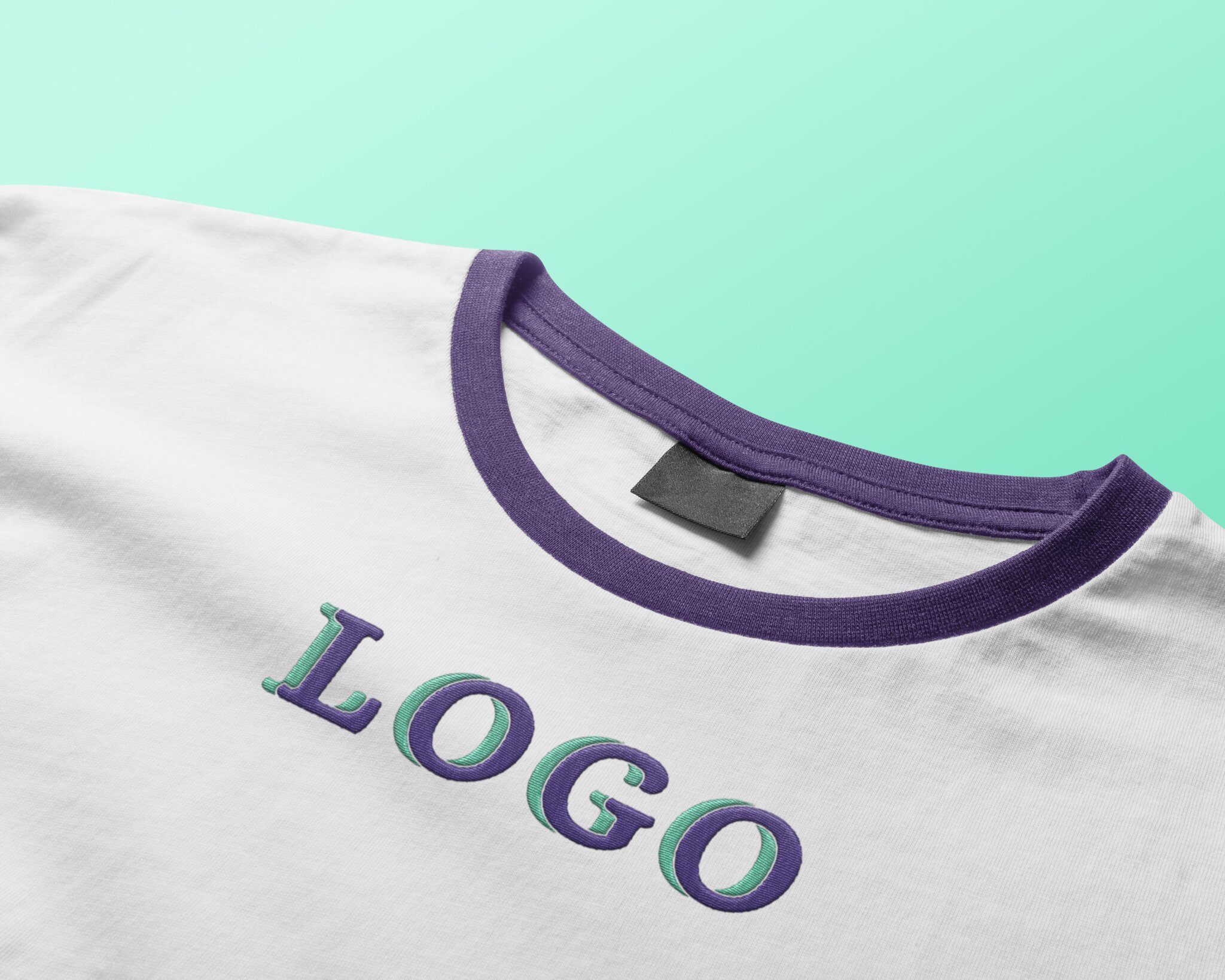 embroidered logo on roundneck tshirt
