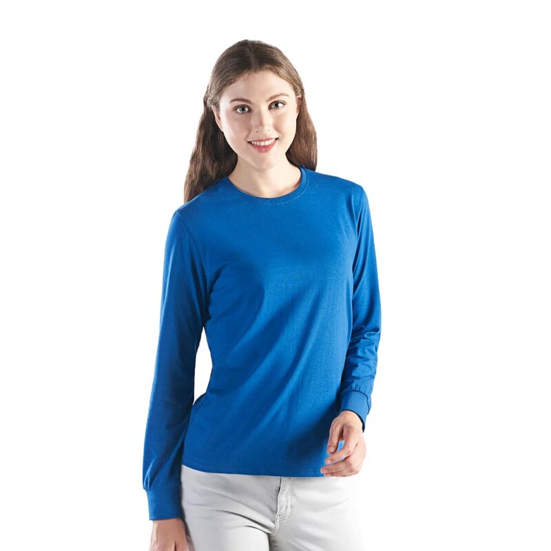 CSW - Breeze - Ladies RING SPUN Combed Cotton Long Sleeve Crewneck T-Shirt Thumbnail