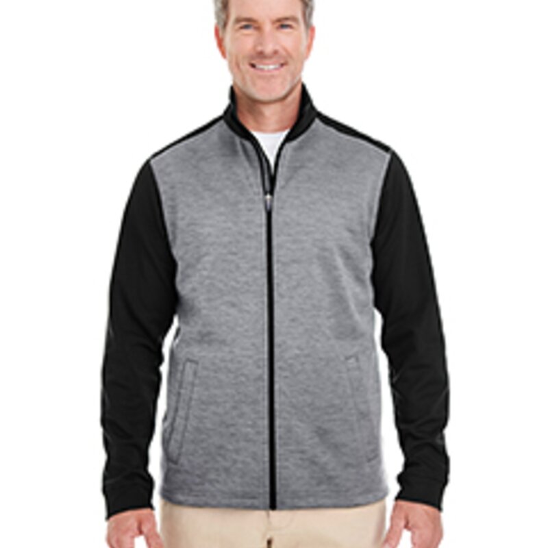DG796 - Devon & Jones Men's Newbury Colorblock Mélange Fleece Full-Zip Thumbnail