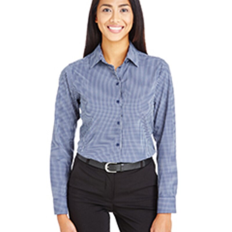 DG535W - Devon & Jones CrownLux Performance™ Ladies' Tonal Mini Check Shirt Thumbnail