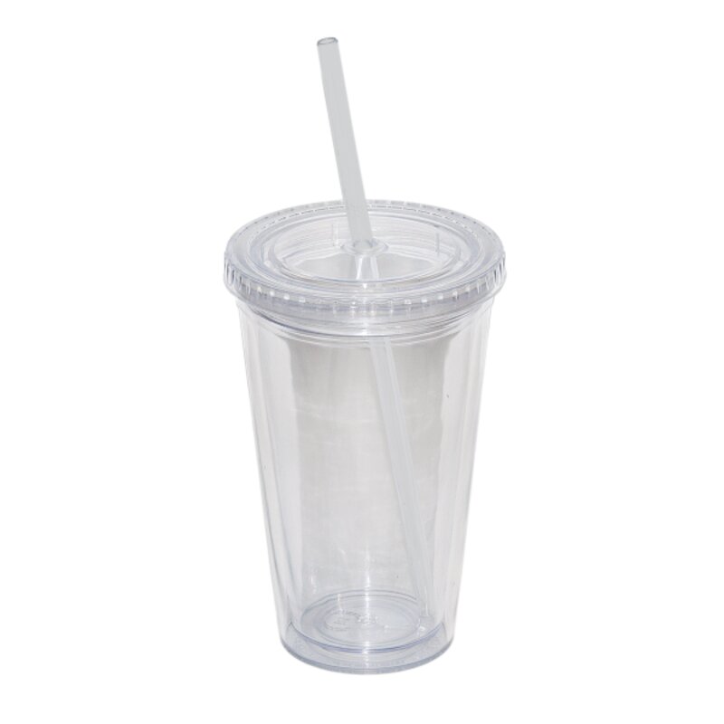 500 ML. 17 FL. OZ. DOUBLE WALLED TUMBLER WITH STRAW Thumbnail